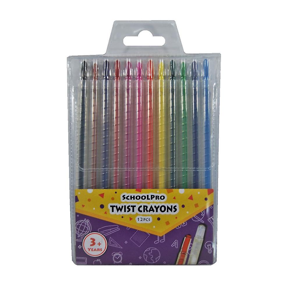 Schoolpro Convenient and Mess-Free Twistable Vibrant Colour Crayons Pack of 12