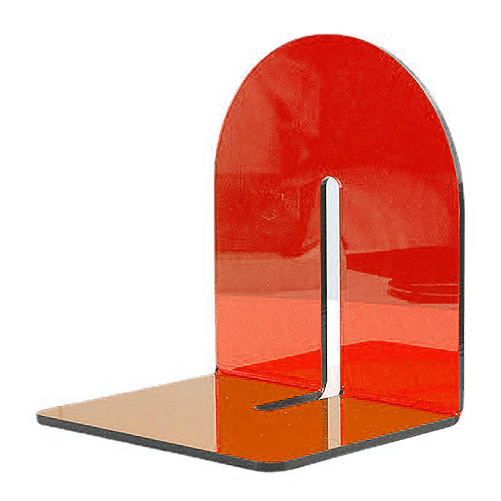 Acrylic Book End Thickened L Shape Bookend Stopper Desktop Book Organizer for Home Library Office Translucent Red