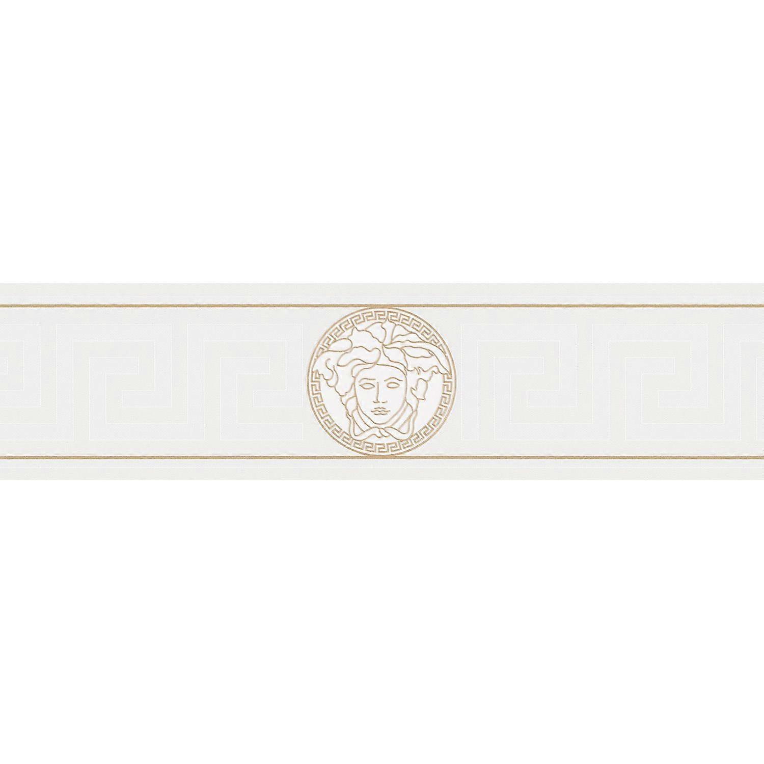 Exclusief luxe behang Profhome 935223-GU behangrand licht gestructureerd met grafisch patroon glimmend goud wit 0,65 m2