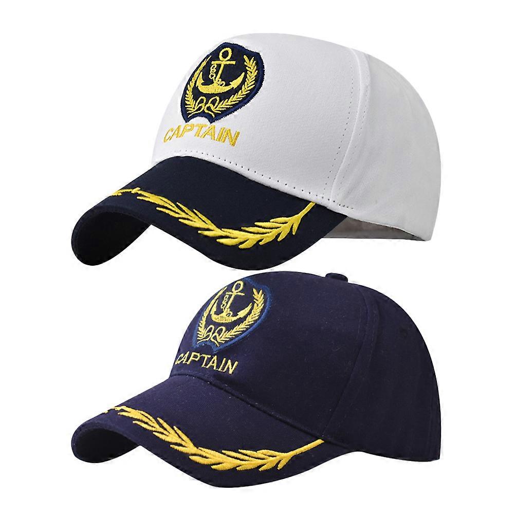2pcs Navy Captain Hat Baseball Cap Sleek Sun Shade Hat Breathable Baseball Hat