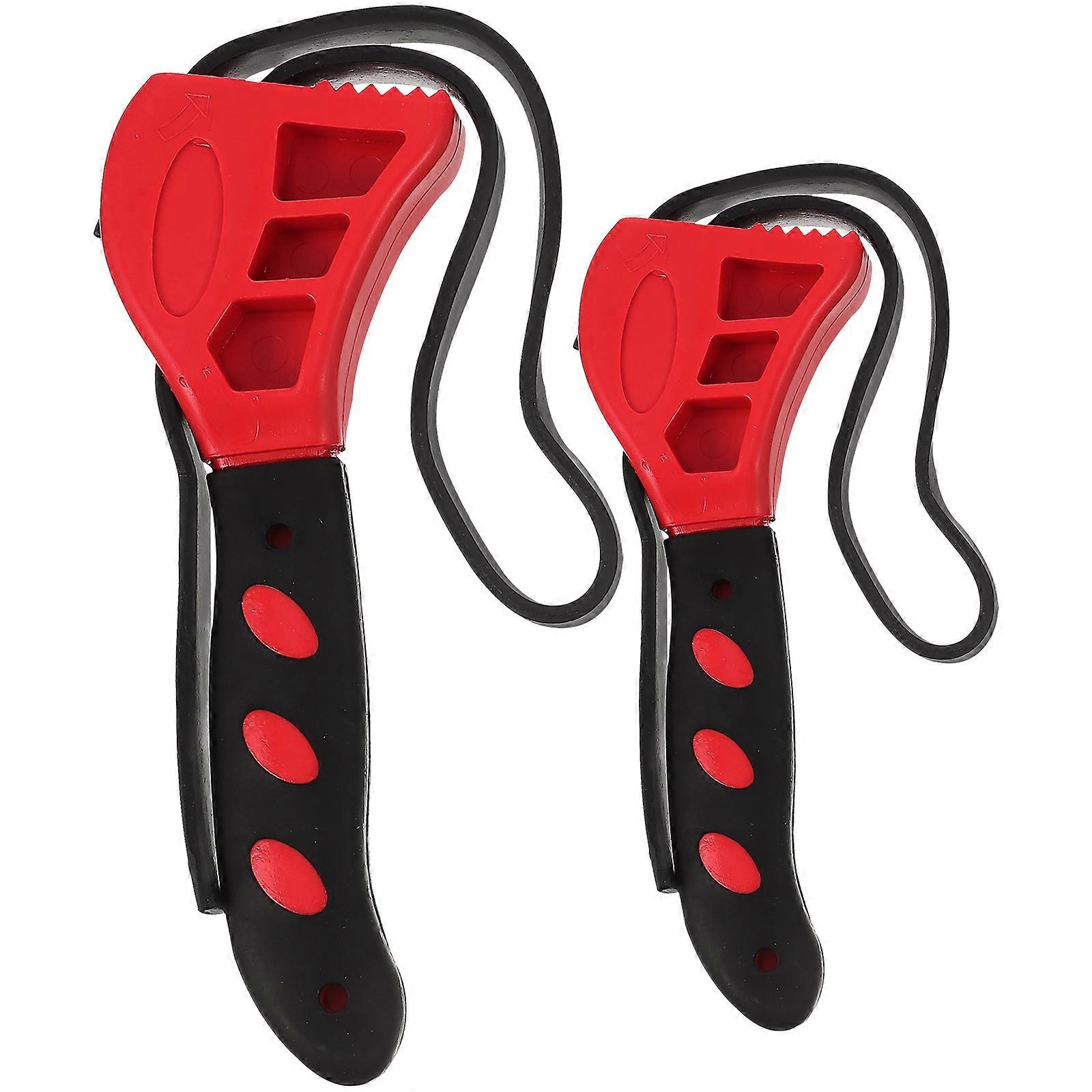 2pcs Rubber Strap Wrench Bottle Opener Multifunctional Adjustable Strap Bottle Opener Jar Openers Tool (8inch and 6inch)