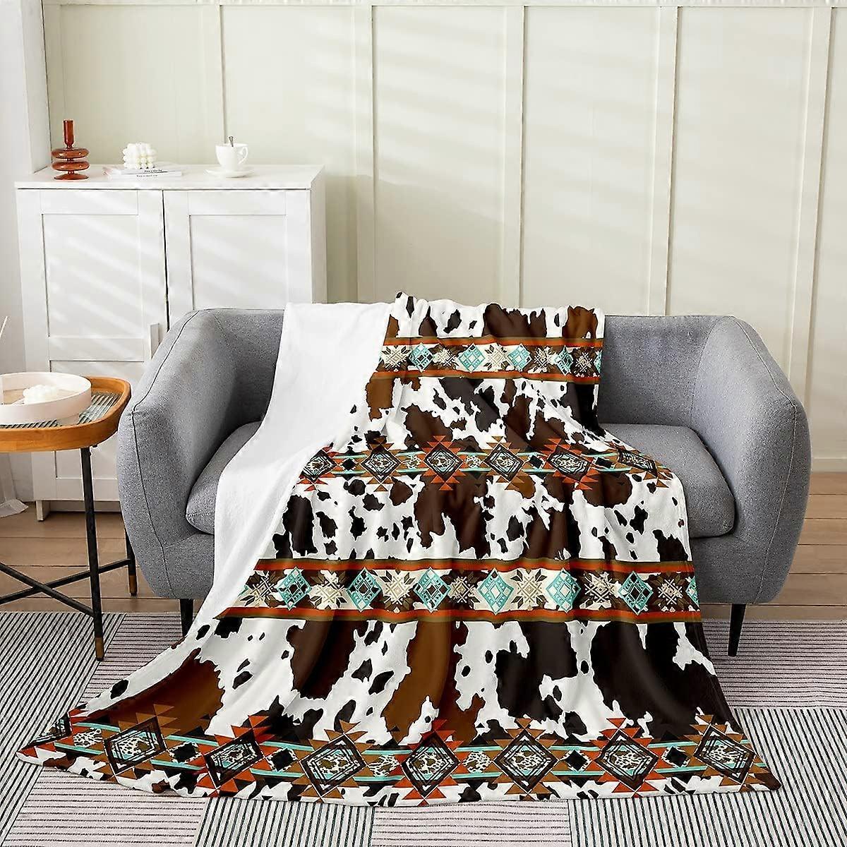 بطانية الصوف من جلد البقر بطانية بقرة براون هايلاند بطانية غربية رمي غريبة أزتك بيبي 30 × 40 بوصة بطانية الفانيلا مزرعة البرية Longhorn S