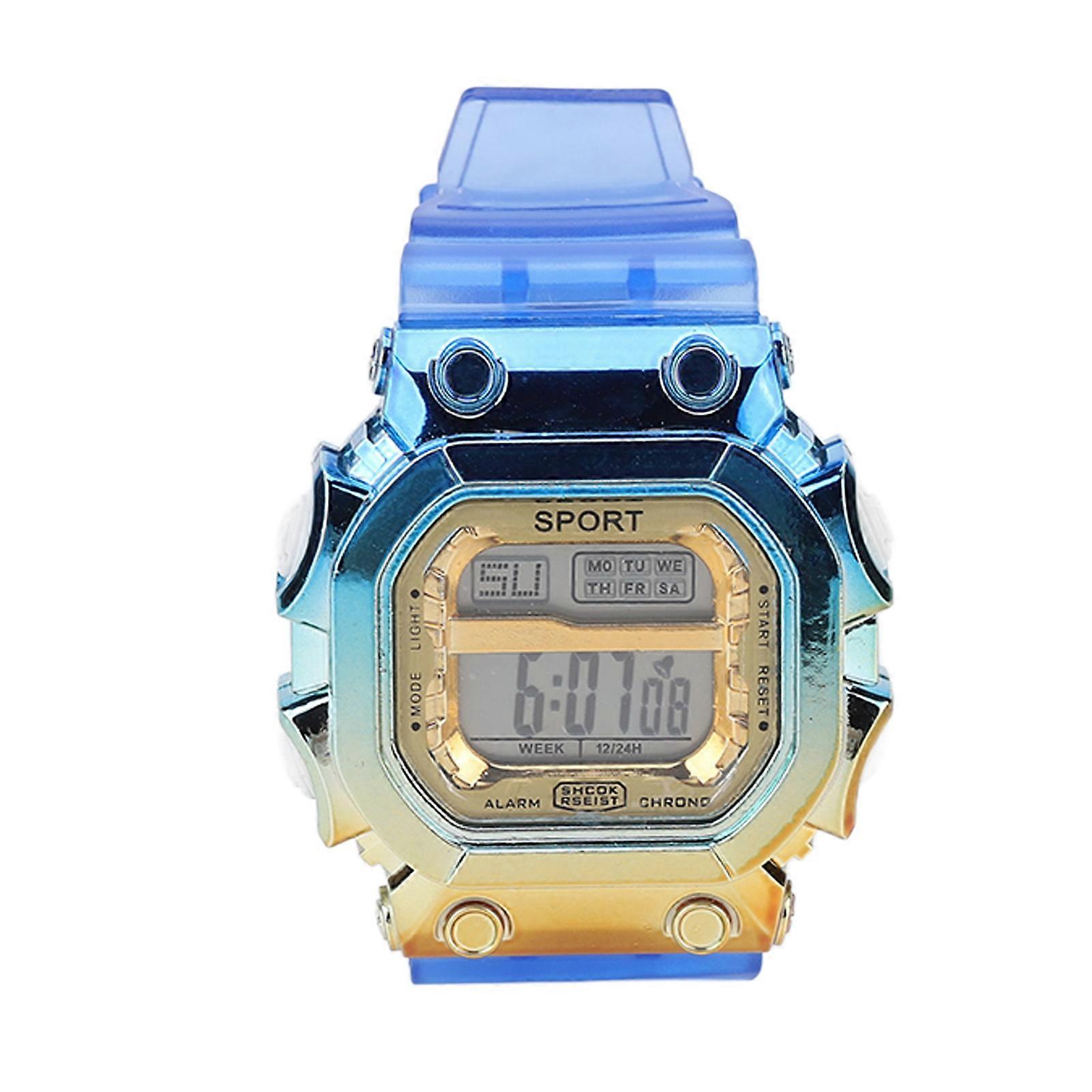 Digital Watch Colorful Gradient Quadrate Dial Clear Matte Strap Daily Waterproof Sports Watch For Student