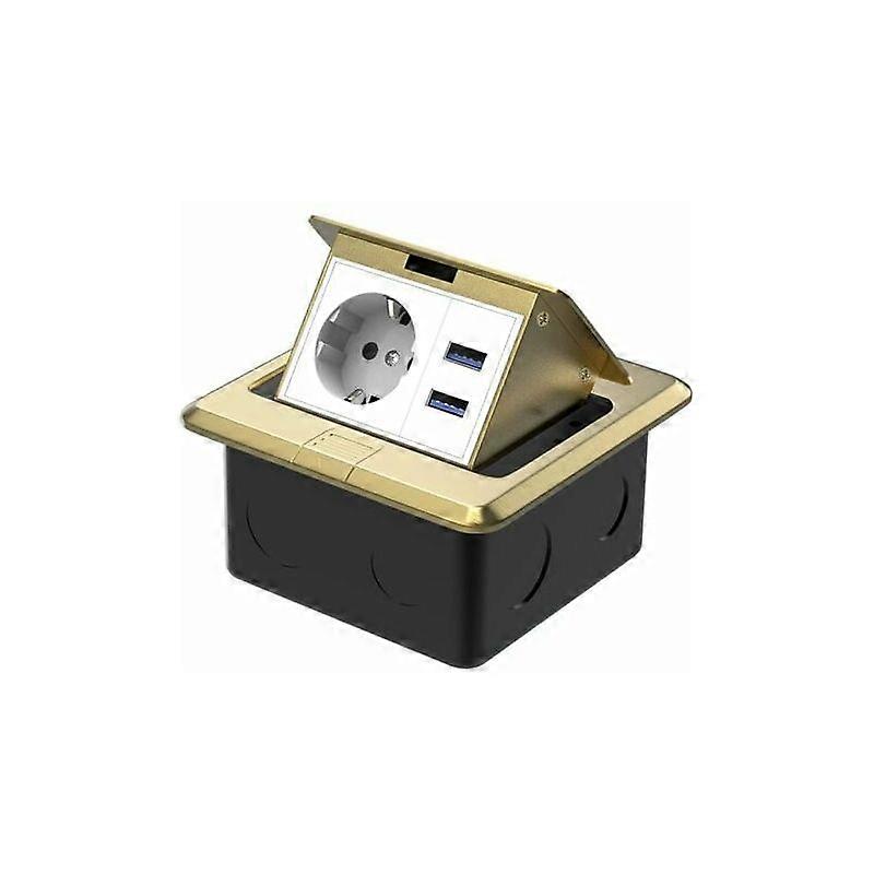 Waterproof Floor Socket Recessed Worktop in 1 Socket 2 USB, European Sockets, for Kitchen Office Edition