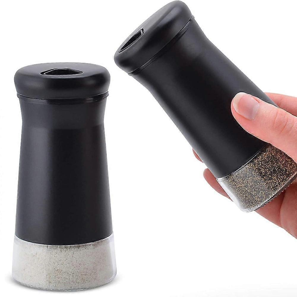 Zacad462za Salt and Pepper Shakers - Black & Silver Spice Dispenser with Pour Holes - Stainless Stee