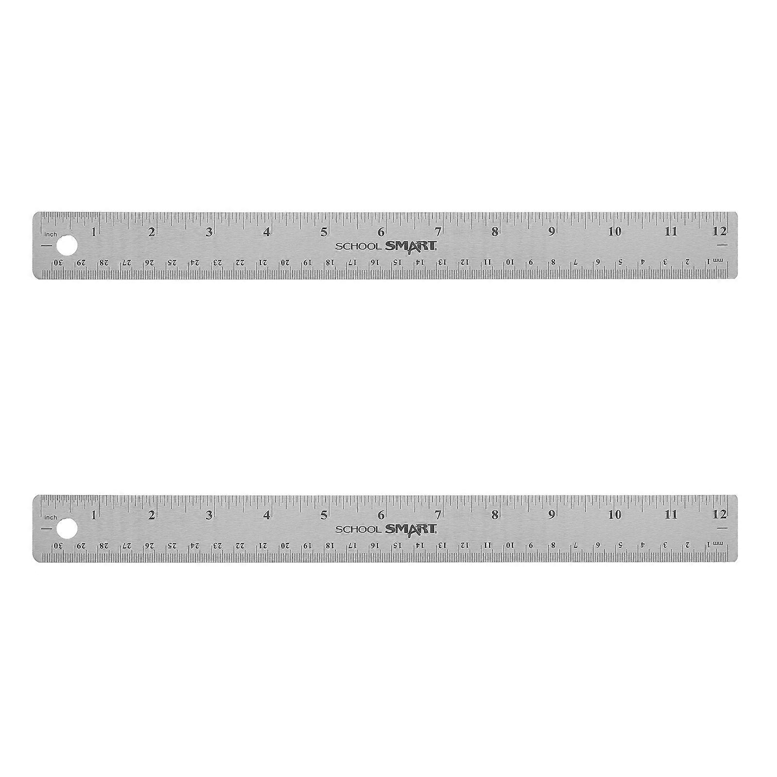 2pcs Students Drawing Rulers Cork Backing Rulers Woodworking Measuring Rulers
