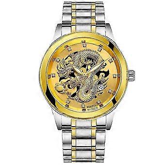 Luxus Drache Strass Rundes Zifferblatt Leuchtende analoge Quarz-Unisex-Armbanduhr
