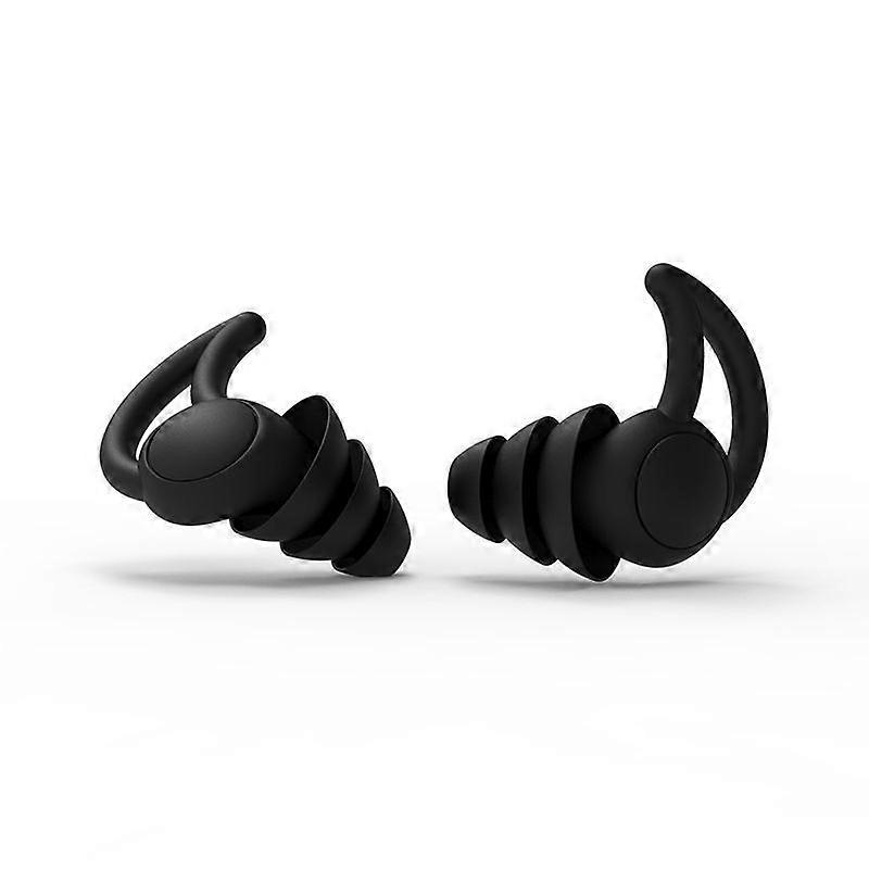Ultra-soft Silicone Noise Cancelling Earplugs, Reusable, Soft Silicone Hearing Protection for Sleeping, Noise Sensitivity and Flying (Black)