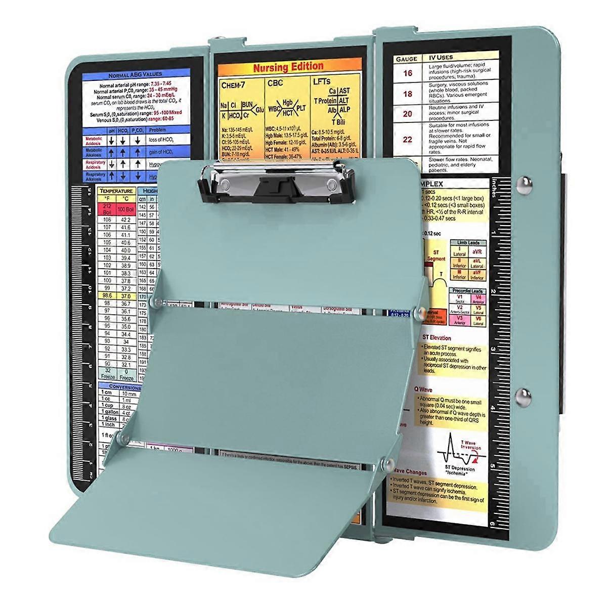 Nursing Clipboard Foldable, Foldable Clipboard Nursing Edition Cheat Sheets, 3 Layers Aluminum, Nurse Clipboard, Macaron
