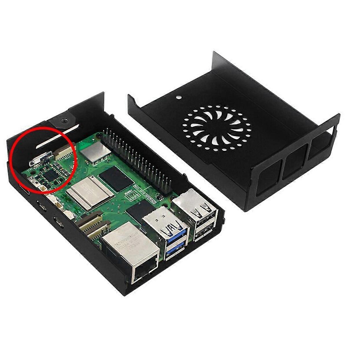 For 5B Aluminum Case Protective Box Compatible Motherboard Multi-Function Cooler, Black