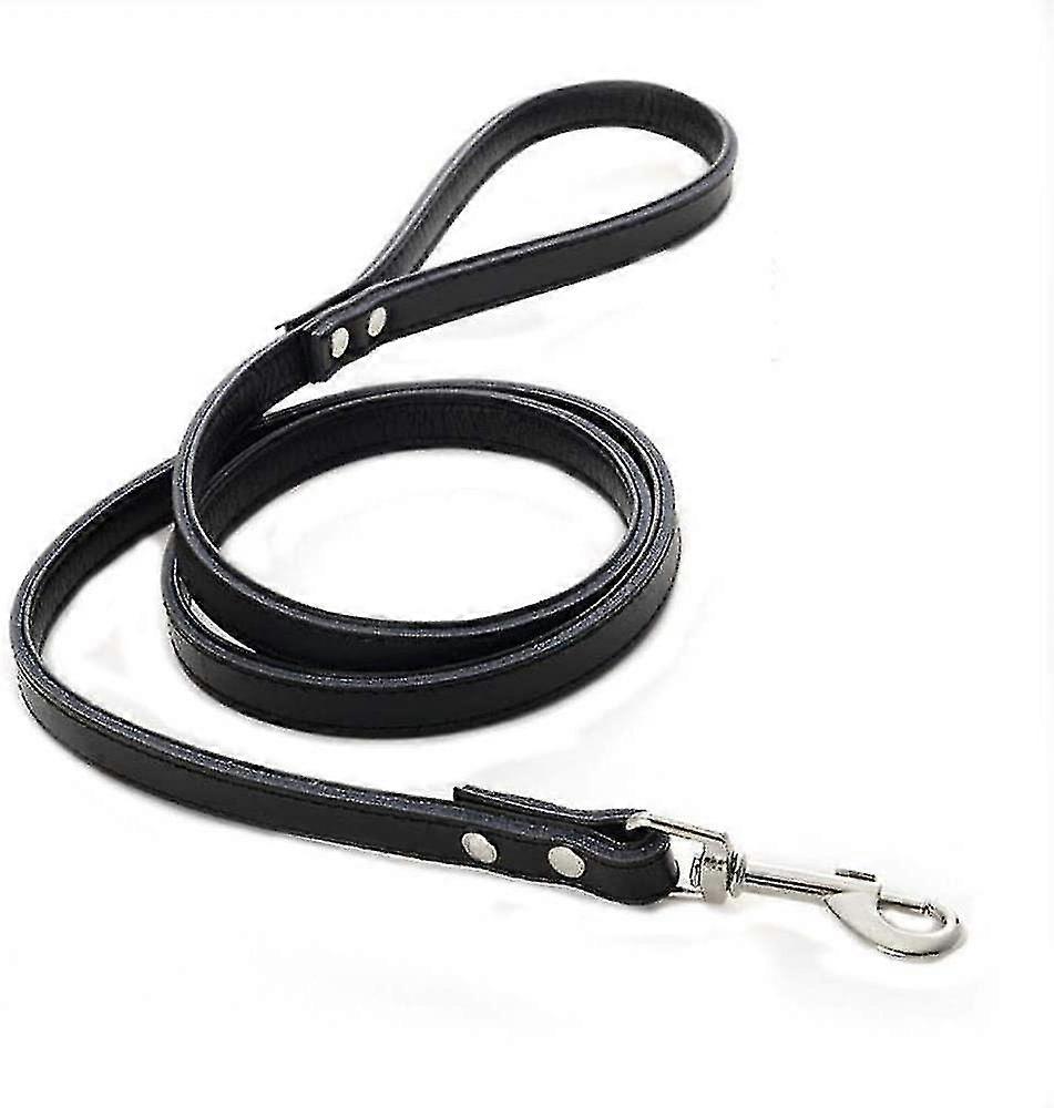 Dog Leash Leather Pet Leash Thick Leather Dog Leash Soft Leather Weather Resistant Material (black)