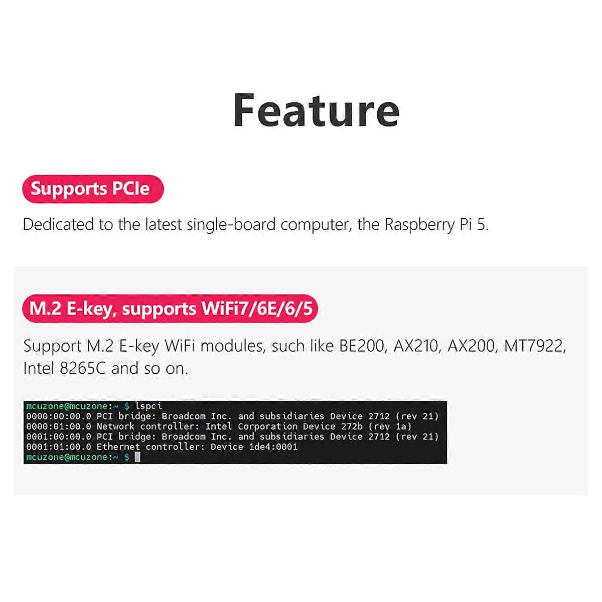 MPW7AC for 5 PCIE to M.2 E-Key WiFi7 Module with Case BE200 Support TPU,WiF6E AX210,AX200 Adapter
