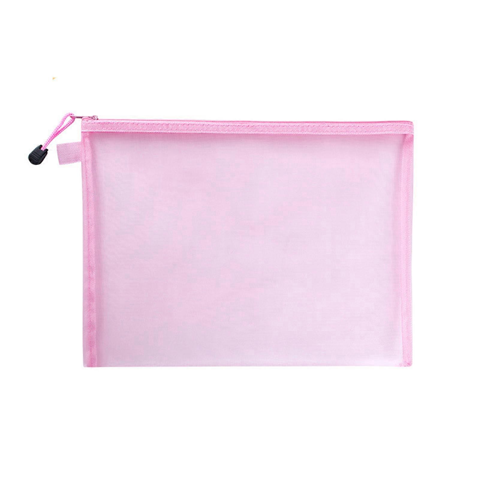 Transparent Nylon Mesh File Bag Zipper Closure Lightweight Data Pouch for School and Office Supplies