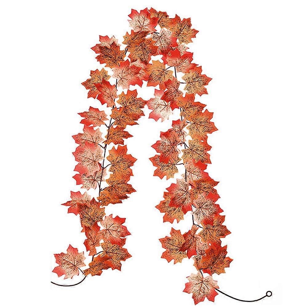Artificial Autumn Wreath for Front Door Simulation Red Maple Leaf Rattan Garland Decoration Xmas Thanksgiving Decor