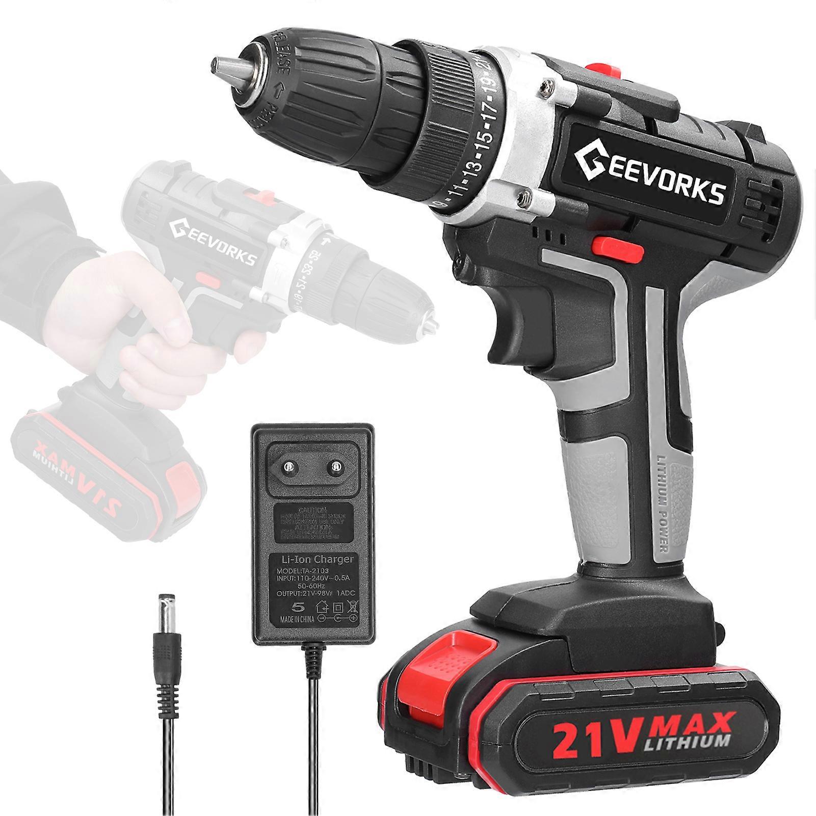 21V Multifunctional Electric Impact Cordless Drill High-power Lithium Battery Wireless Rechargeable Hand Drills Home DIY Electric Power Tools