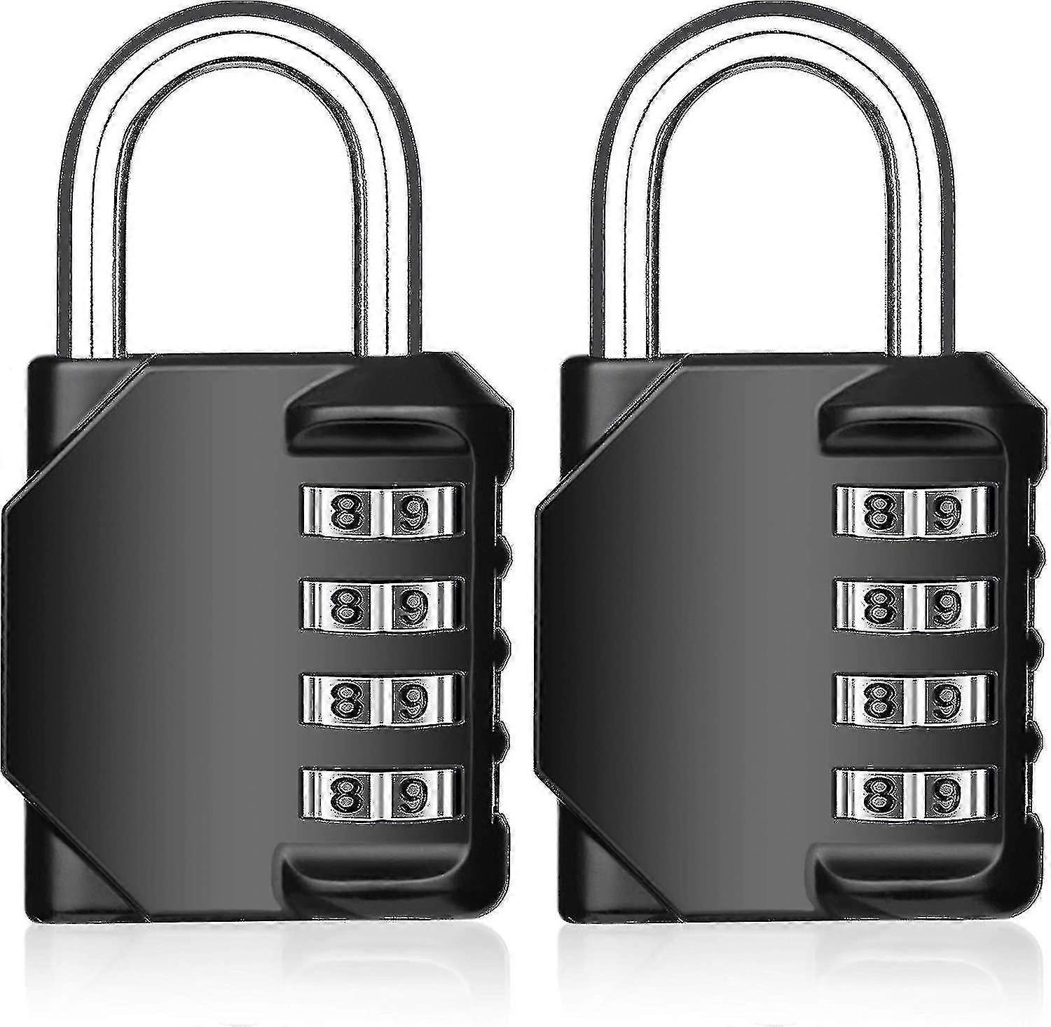 Combination Lock, Combination Lock 2 Pcs 4 Digit Padlock Gym Padlock Resettable Weatherproof Combination Lock For School Door Garden Fences(black)