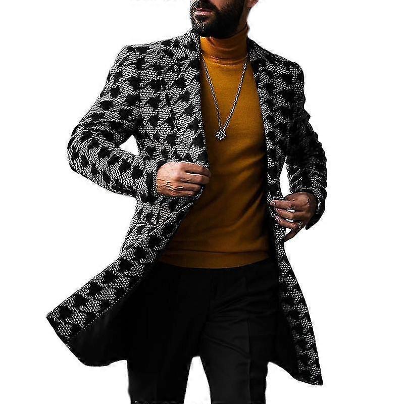 Ανδρική μάλλινη καμπαρντίνα ζεστό παλτό slim fit μάλλινο μπουφάν μακρύ peacoat