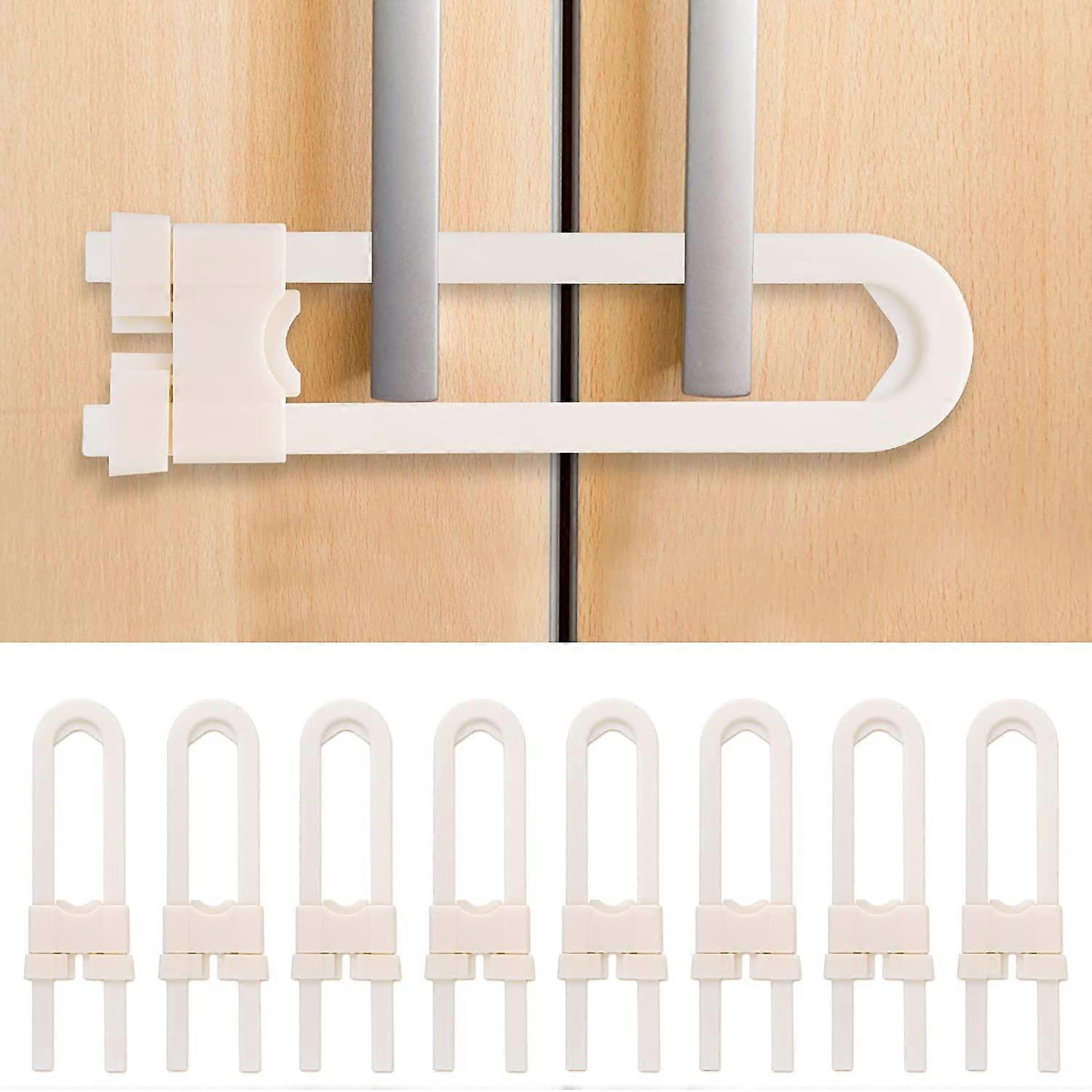 8 PCS Sliding Cabinet Locks, Baby Proofing Cabinet Locks, Child U-Shaped Proofing Cabinet with Adjustable Safety Child Lock, Childproof Latch for Knob