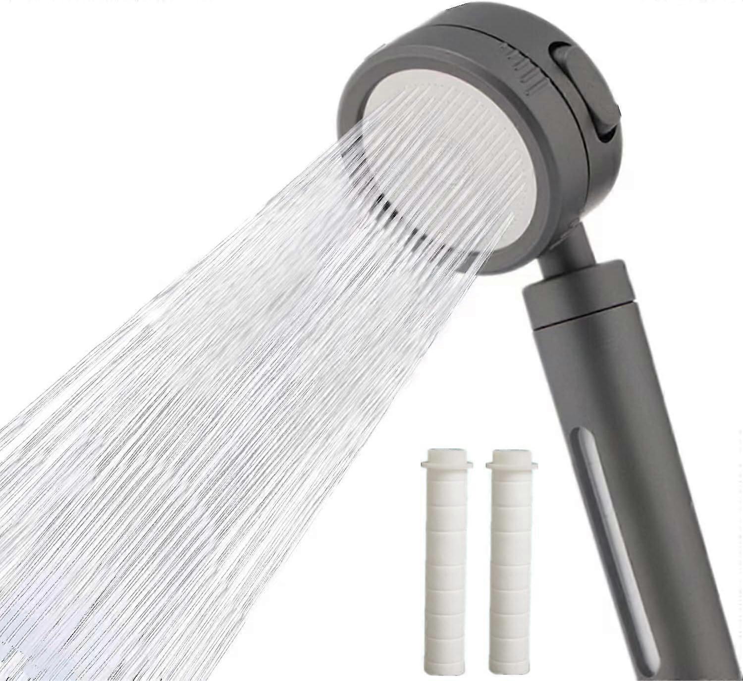 Shower Head, Anti Limescale Shower Head, High Pressure Hand Shower with 3 Modes Three Levels Water Saving and Anti-Scale Filter System with 2 Replacea