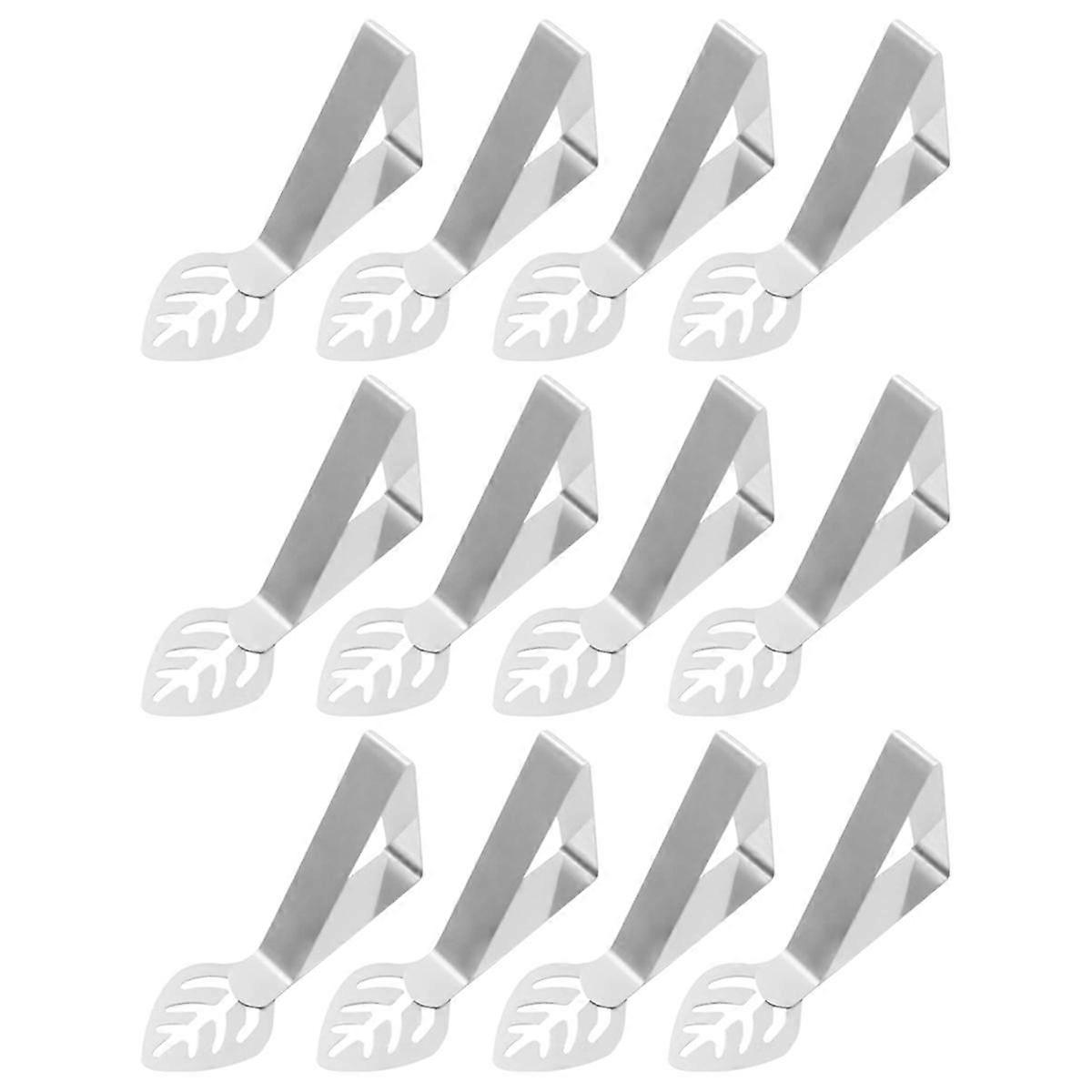 مشبك حامل مفرش الطاولة 12 عبوة ، مشبك مفرش المائدة نزهة على شكل ورقة في الهواء الطلق شديد التحمل غير القابل للصدأ St