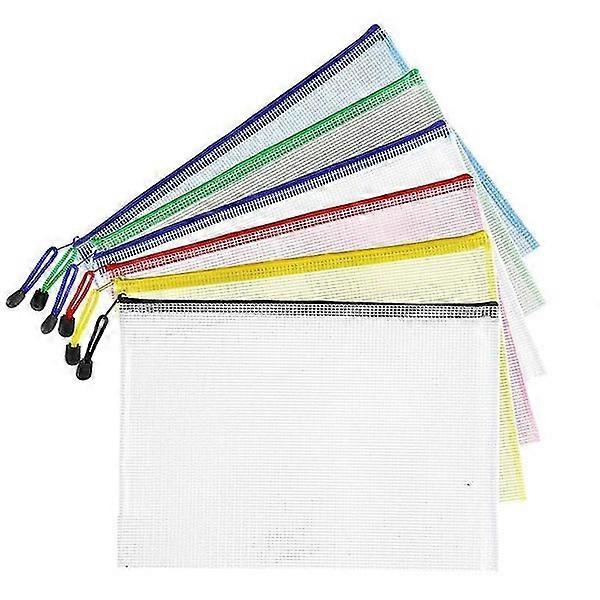 Plastic Mesh Zipper Pouch (Black, 12 Packs) - Extra Large Water-Resistant Zip