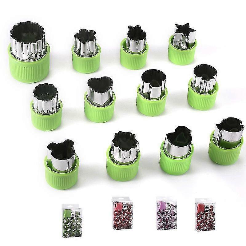 12 Pcs Fruit Cookie Vegetable Cutter Shape Setcartoon Animal/flower/star/heart Shaped Mold Decorative