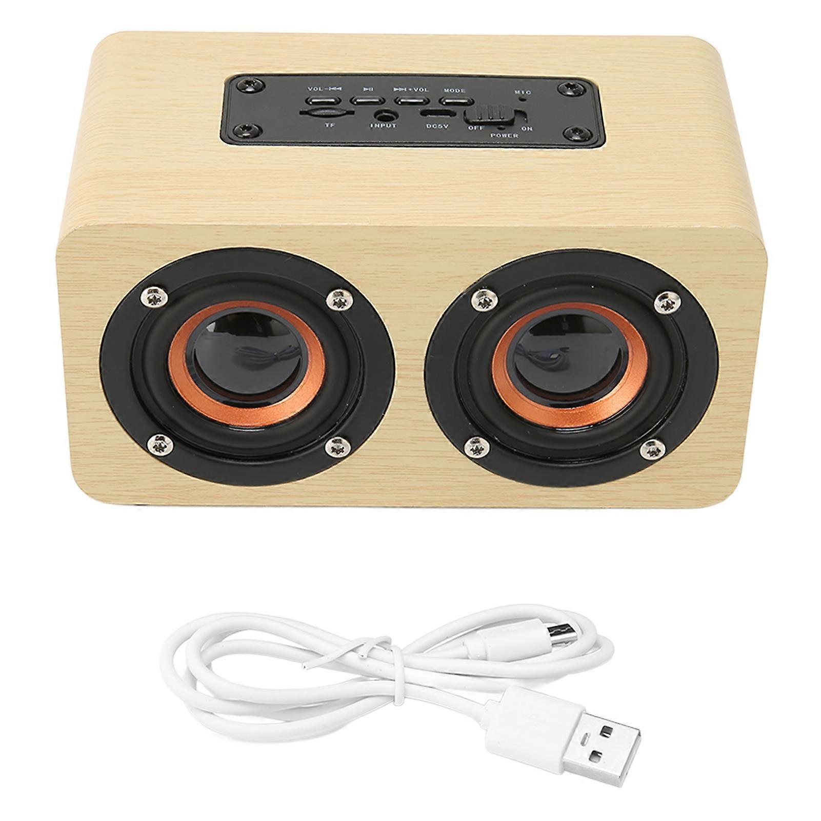 Retro Bluetooth Speaker Built in Mic Portable Wireless Speaker Supports Memory Card USB AUX MP3Yellow Wood Grain