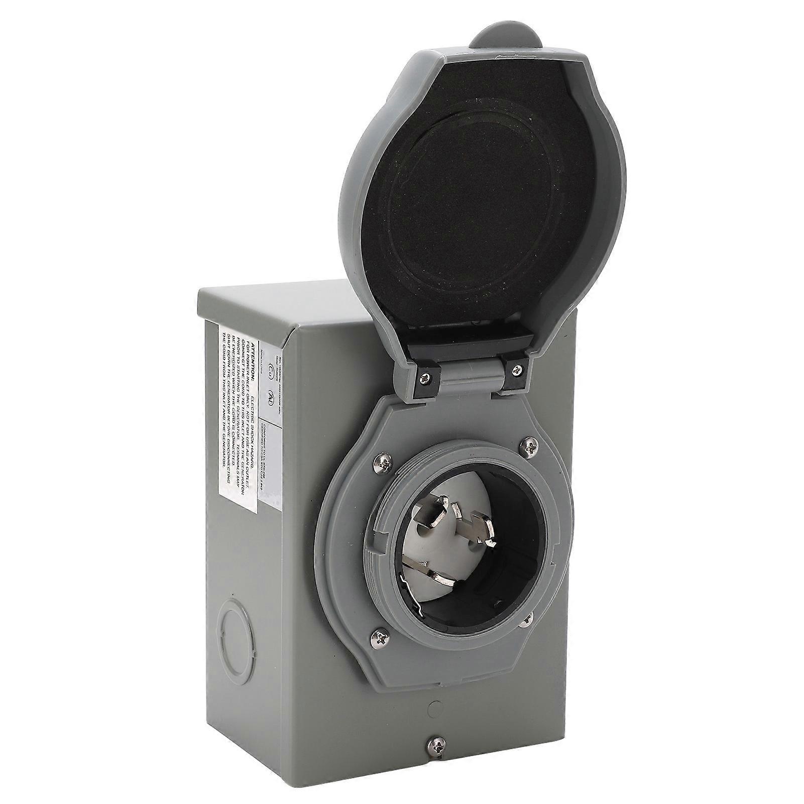 50A Generator Power Inlet Box Aluminum Alloy Power Inlet Box 12500W AC125V 250V for Outdoor Socket