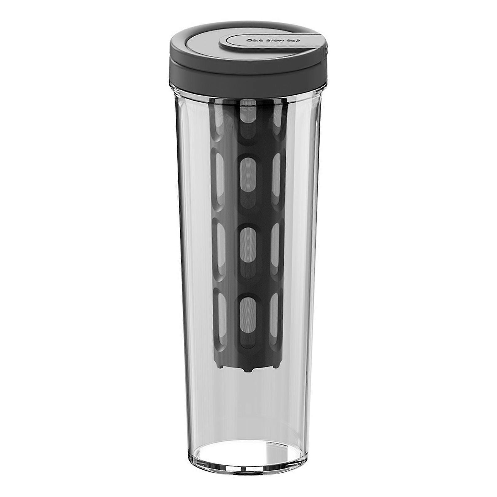 1L Cold Brew Cup with Filter Ring Handle Food Grade Transparent Hand-brewed Coffee Hand-ground Filter Cup Fine Mesh Strainer Dripping Coffee Maker Off