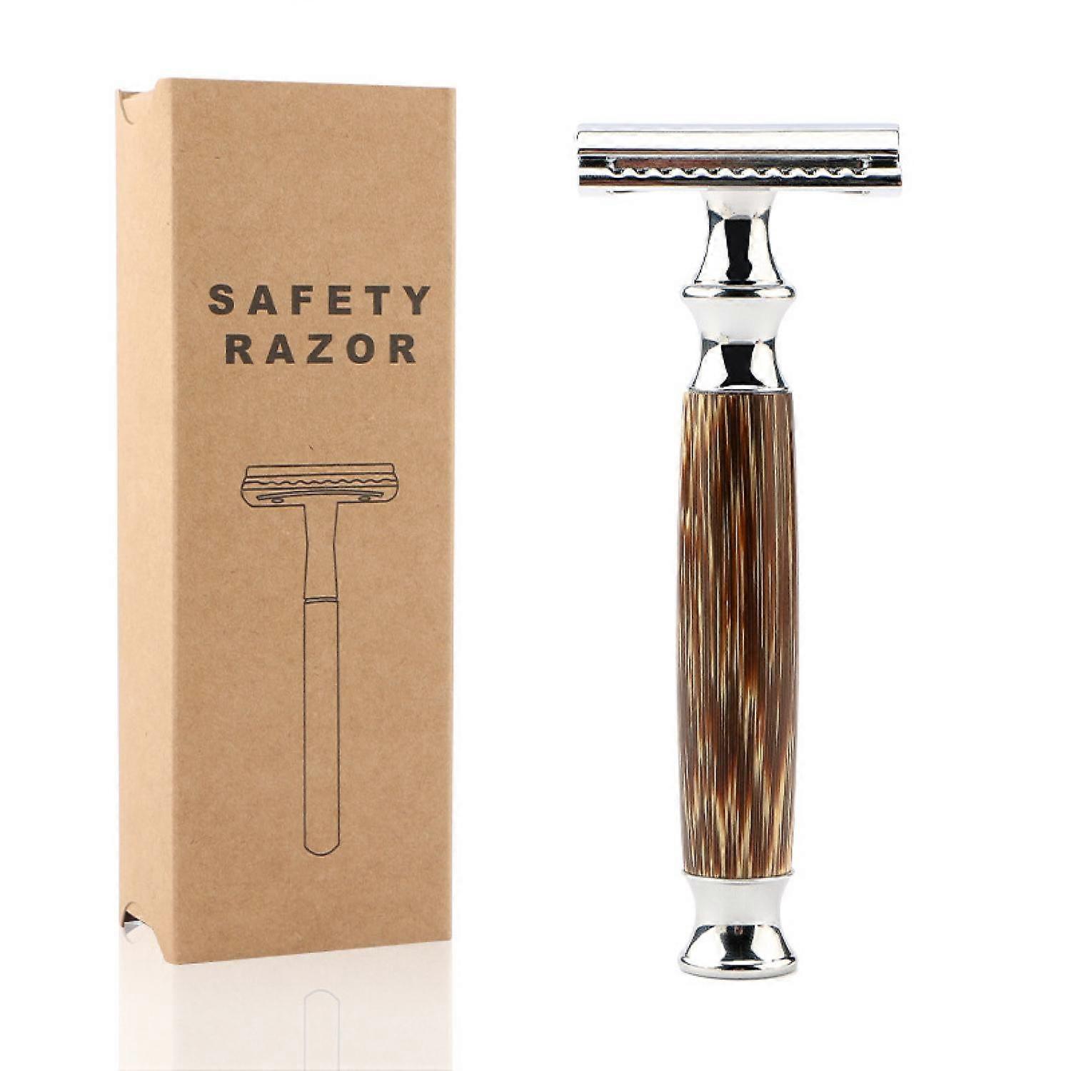 Safety razor set with butterfly mechanism aluminum standsliver