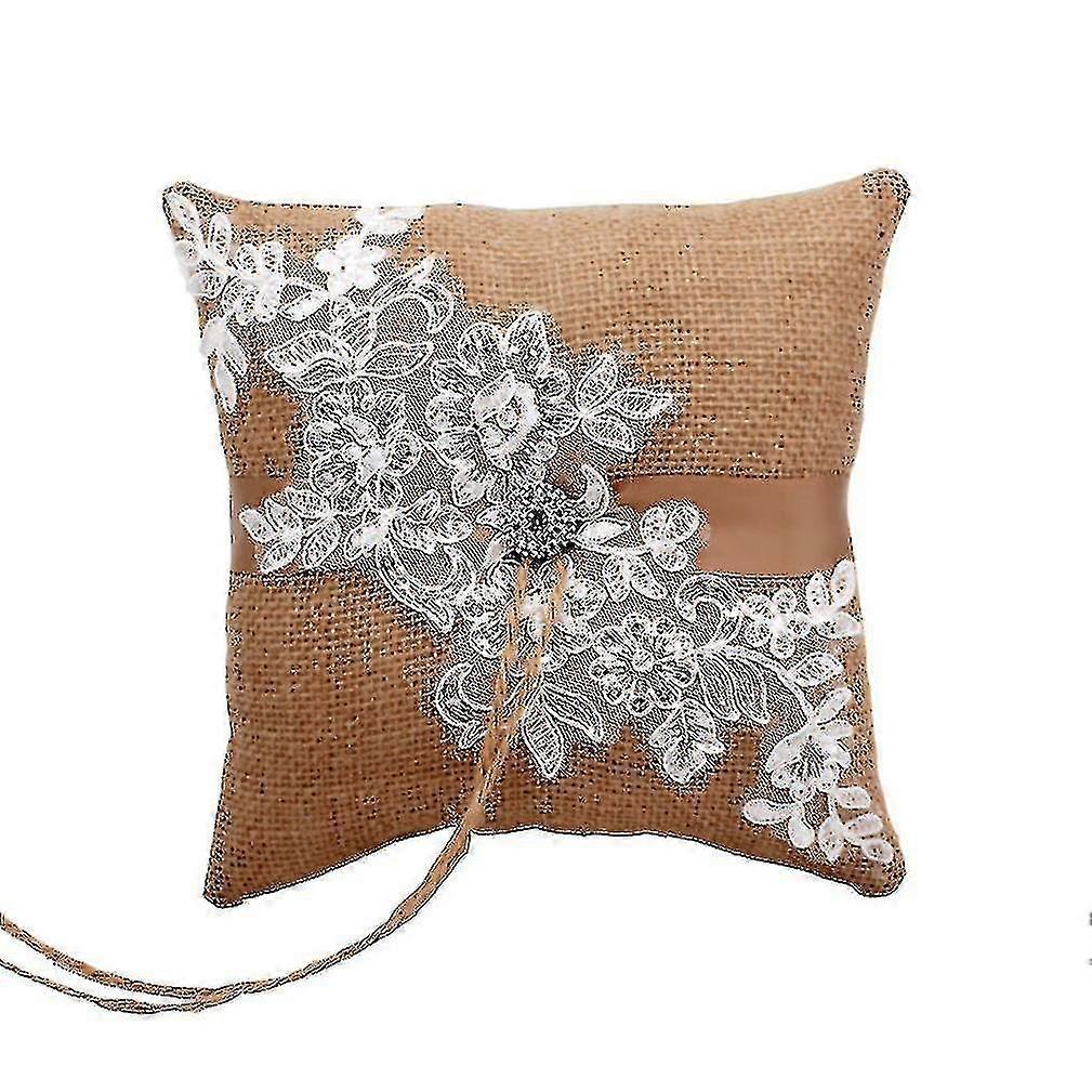 Linen Floral Ring Cushion Pillow Wedding Ring Bearer