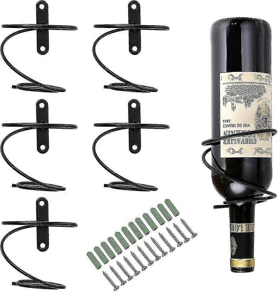Wall Mounted Wine Bottle Display Rack Metal Hanging Wine Rack 6 Pieces (di Man Jia)