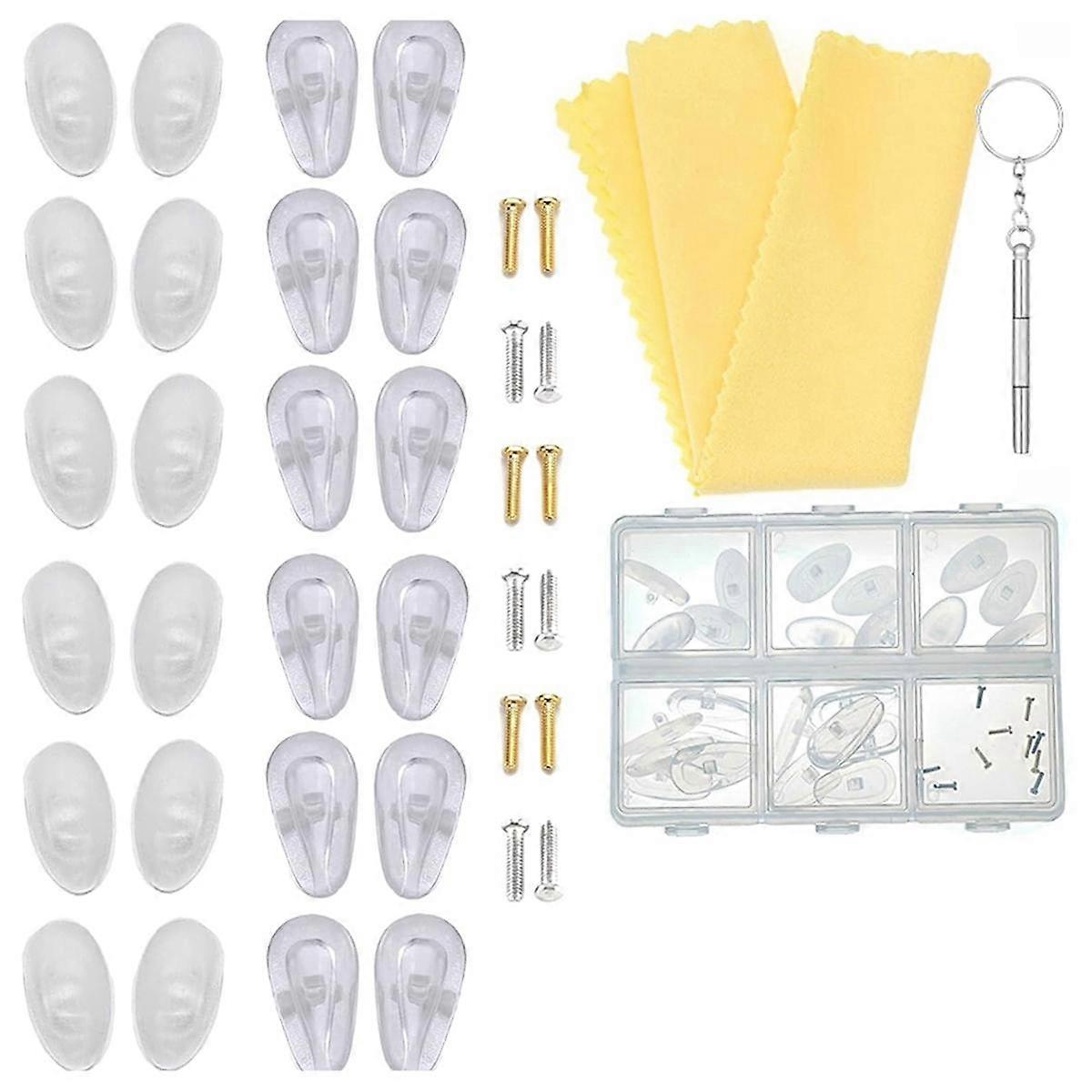 12 Pairs of Soft Jelly-Like and Air Chamber Silicone Nose Pads Screw-In Glasses Nose Pads with Gold