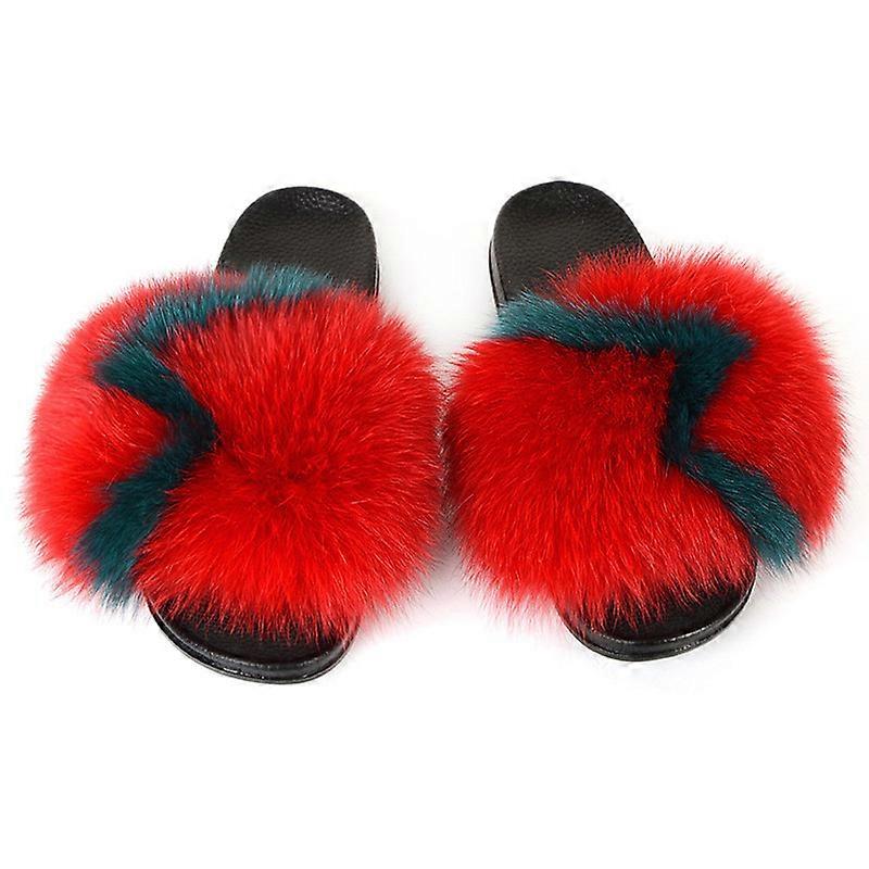 EVAGO Zapatos Padres Niños Fox Fur Slides Sandalias para Mujer Zapatilla  Larga Piel Niñas Plumas Slip On Zapatillas de Verano Chanclas Zapatillas  PVC