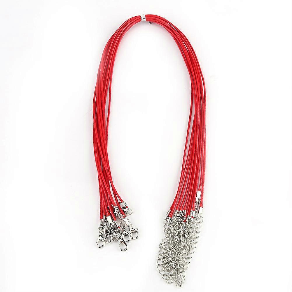10PCs Adjustable Necklace Wax Rope Cord String For DIY Jewelry Making (red)