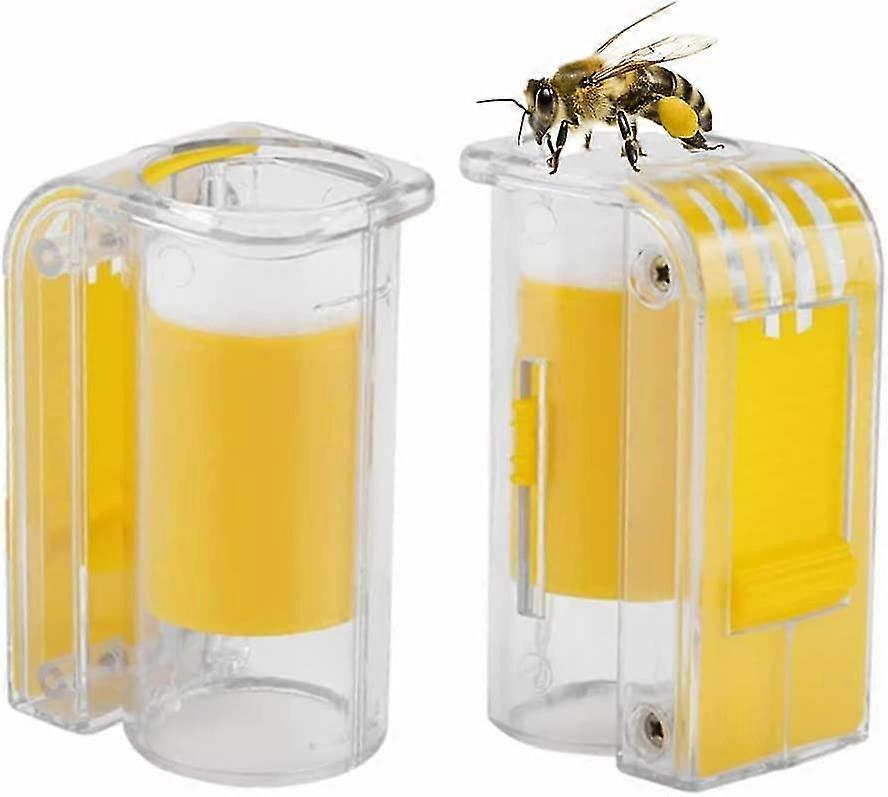 2 pezzi di marcatura portatile della regina delle api, acchiappa-api in plastica, marcatore manuale, immersione, attrezzo giallo