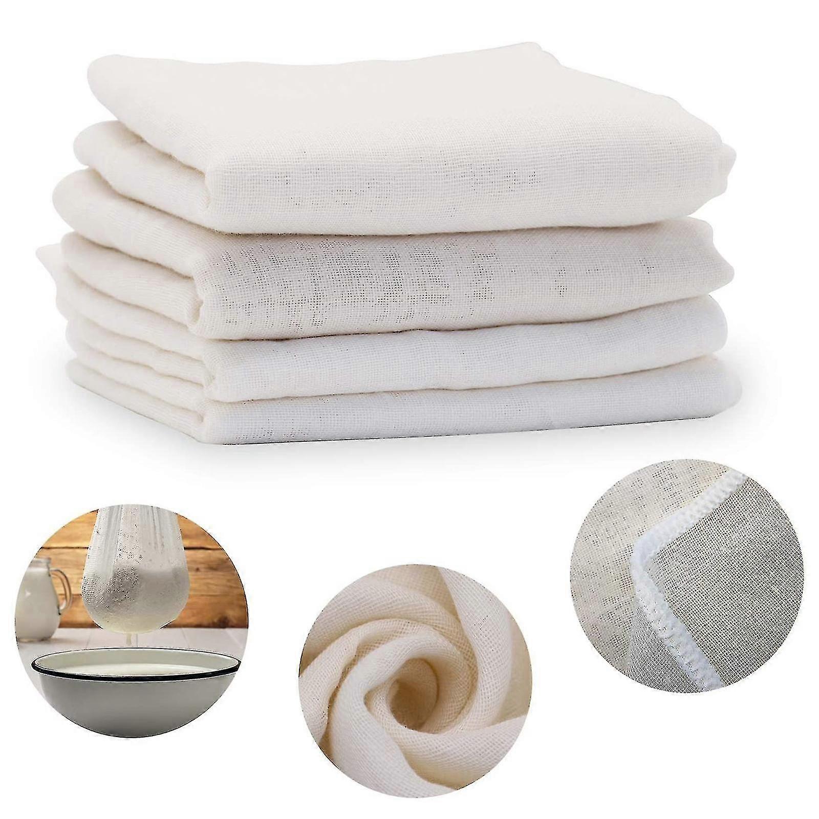 5 Pieces Cheese Cloths For Straining Cheesecloth Hemmed Reusable Cloth For Baking, Juicing