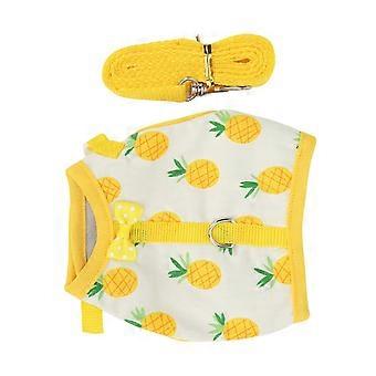 Mini Pets Adjustable Vest Harness and Leash Set for Guinea Pig Small Animal Apparel Yellow Pineapple