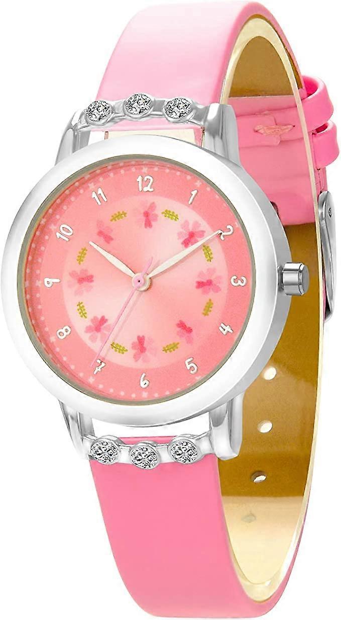 Children Watch with Diamond Case Leather Strap