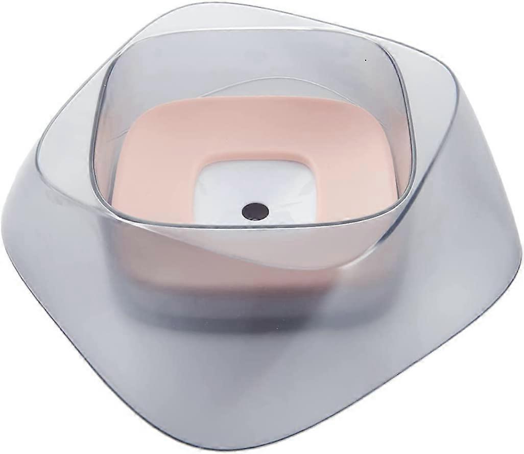 Slow Water Bowl No-Spill - Puppy Drinking Bowl Adjustable Spillproof Cat Water Bowl Feeding Bowl with Floating Disk Pink -