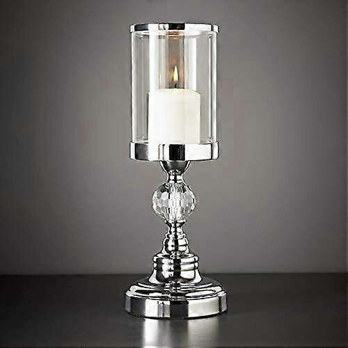 Stylish Crystal Effect Chrome Candle Holder