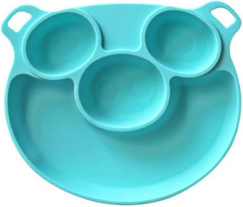 Silicone Divided Baby Tray with Suction, Non-Slip Child Feeding Placemat, Fits High Chair, Dishwashe