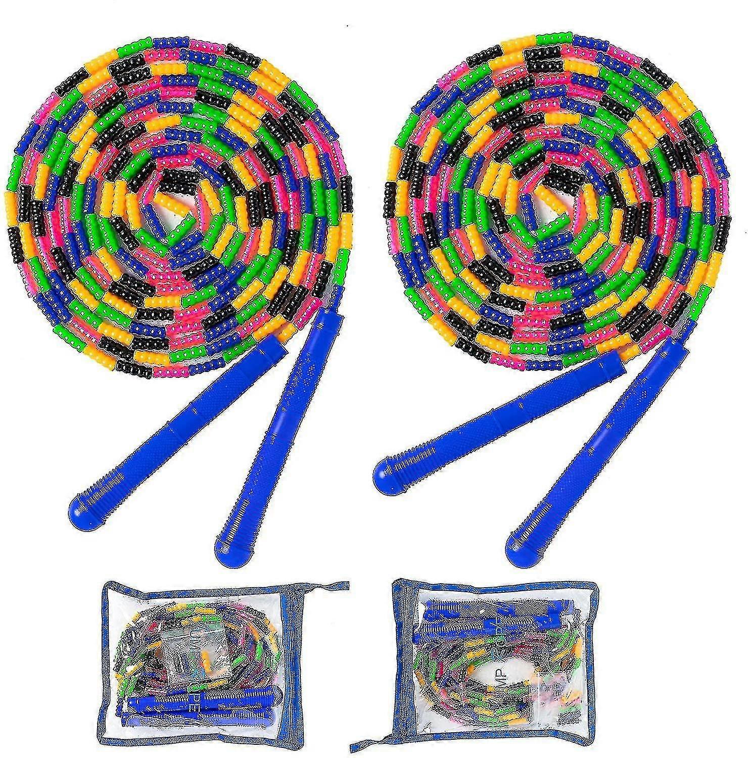 Double Dutch Springseil, 4,8 m, 2er-Pack, langes Springseil für Kinder und Erwachsene, Springseil mit weichen Perlen, für mehrere Personen – -subaoe