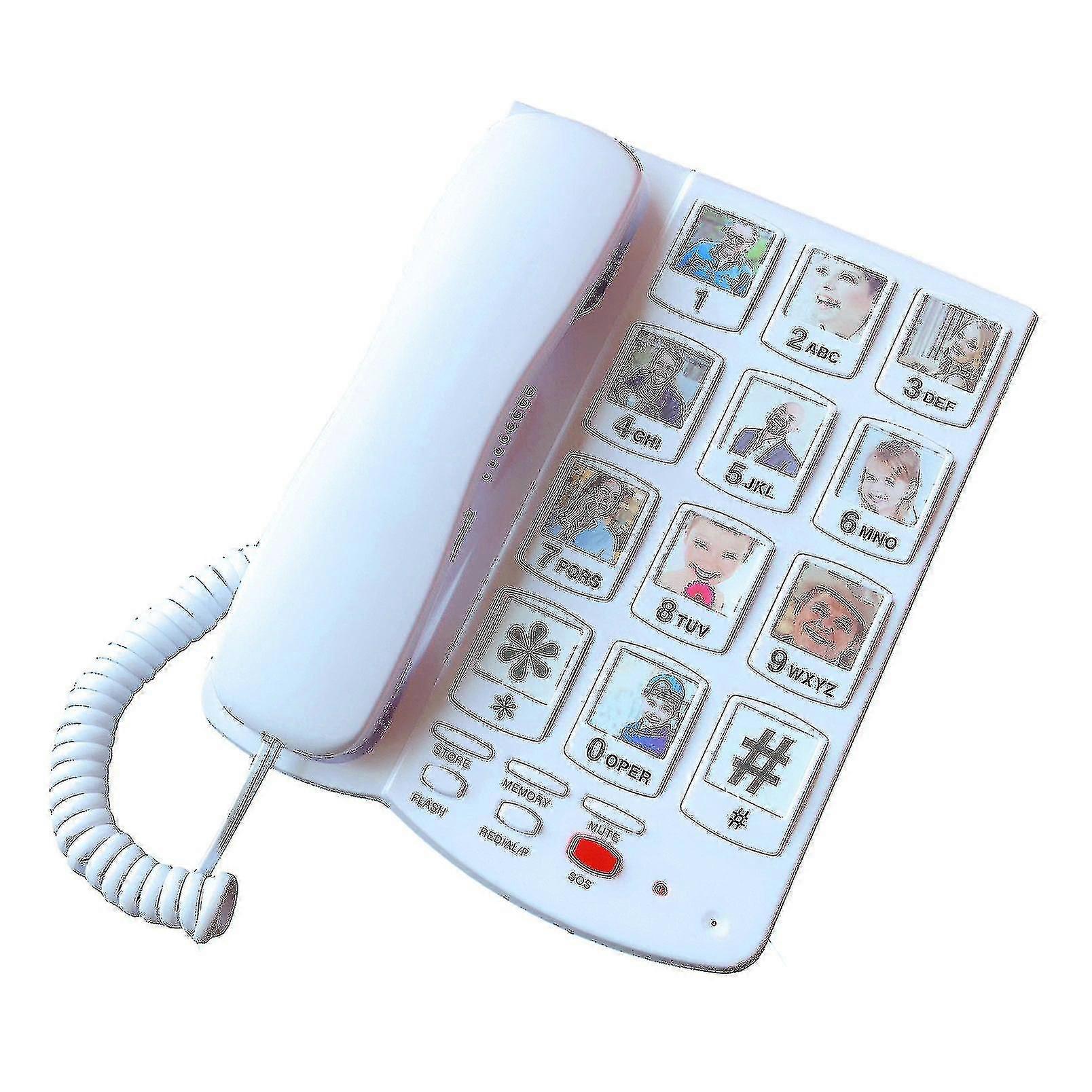 Big Button Corded Ph For Elderly S, Lar Button Landline Ph For Old With Replaceable Picture Memory Key, Amp