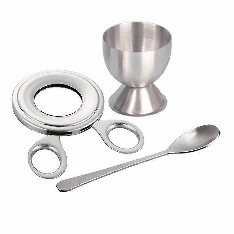 3/5pcs Egg Cup Set - Creative Stainless Steel Egg Cup With Spoon, Egg Shell Cutter - Kitchen Gadgets