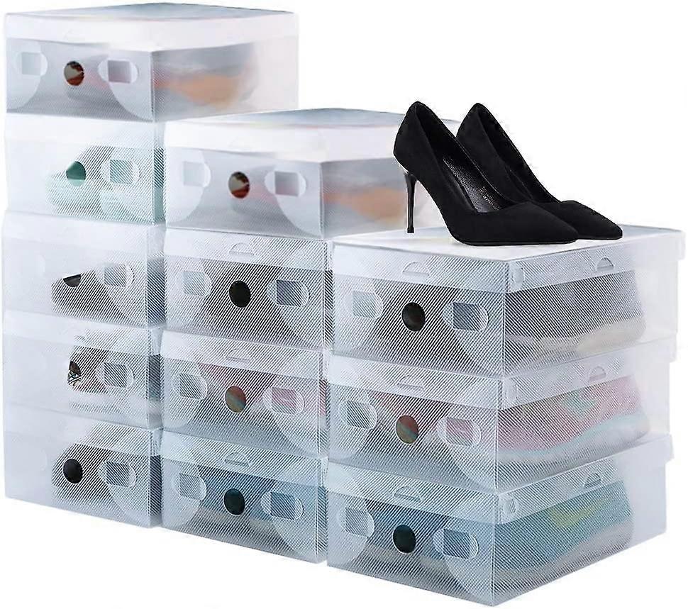 20 Pack Shoe Boxes Stackable Shoe Storage Boxes Clear Plastic Shoe Organiser Containers with Lids for Men and Ladies