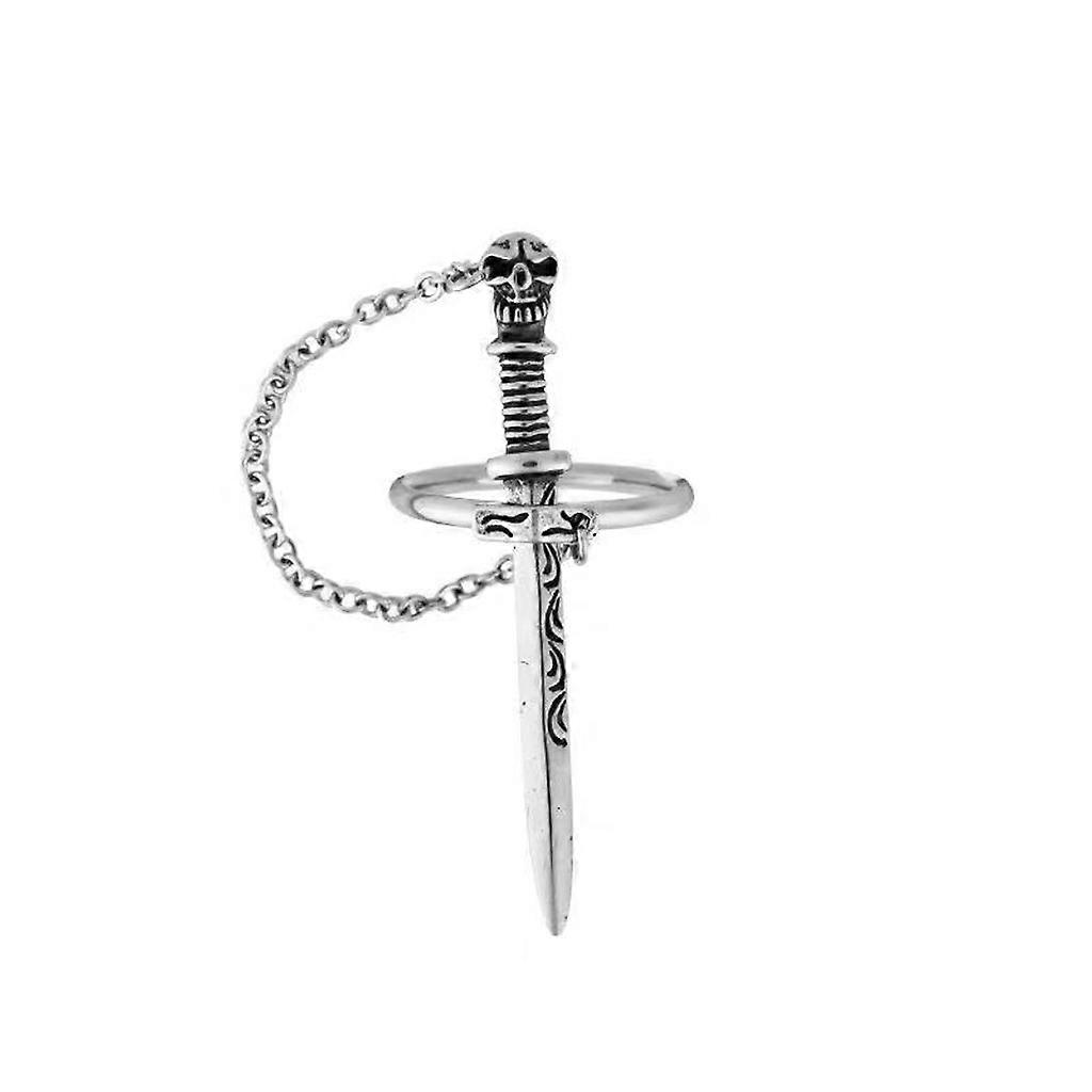  Punk Skull Sword Movable Plug-in Finger Ring Medieval Knight Dagger Ring Band