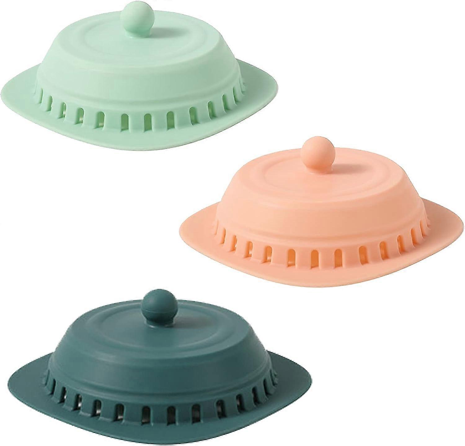 Paquet de 3 attrape-cheveux, bouchon à cheveux en silicone durable, couvercles de drain de douche, protecteur de drain en silicone, facile à installer et à nettoyer, adapté à la baignoire ki