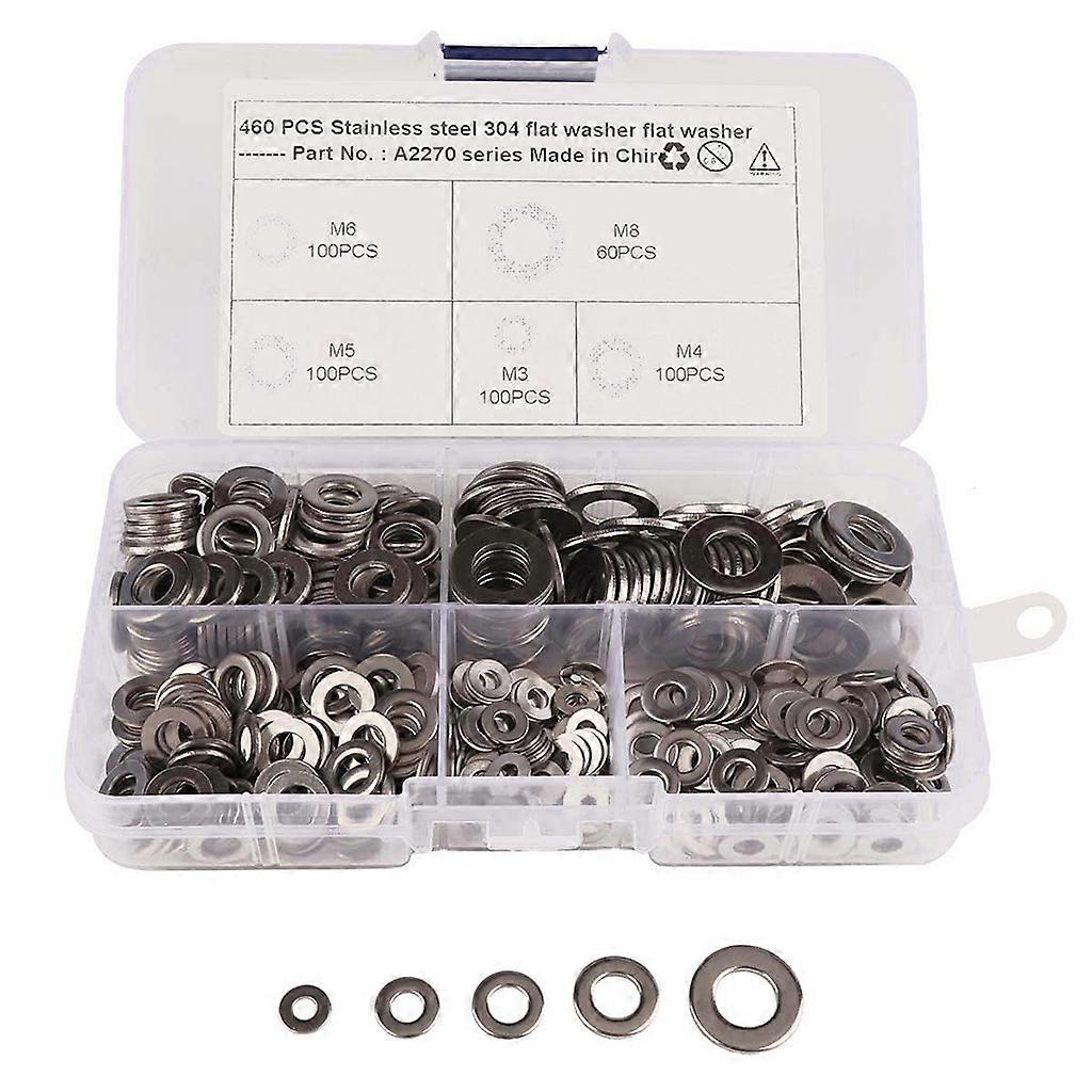 Rustfrit stål Flad skive & lås skive sortiment sæt