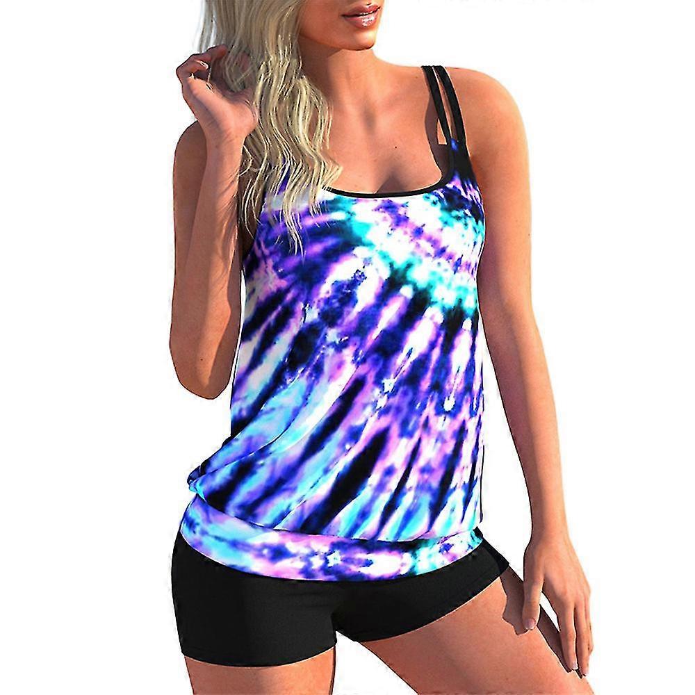 Plus Size Women Padded Swimwear Tankini Set Swimsuit Bathing Suit